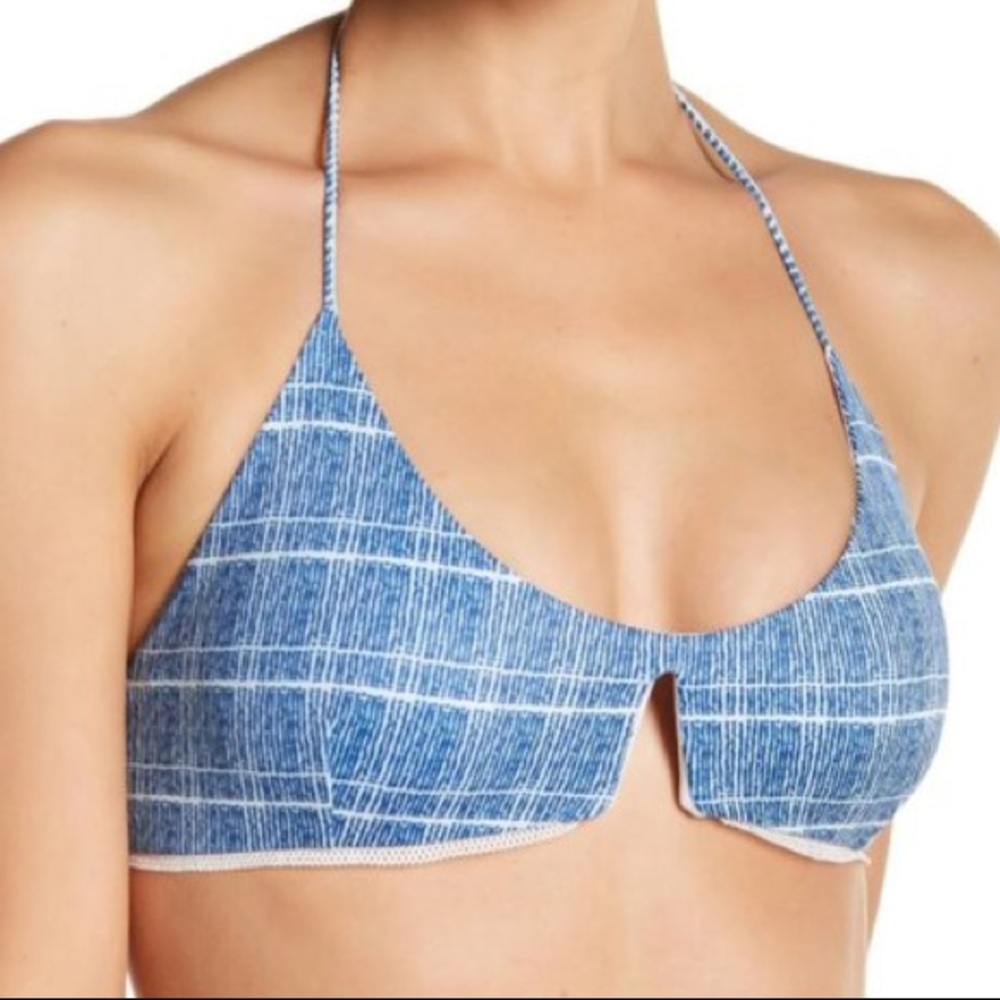 Tavik Cassis Blue & White Halter Bikini Top Small